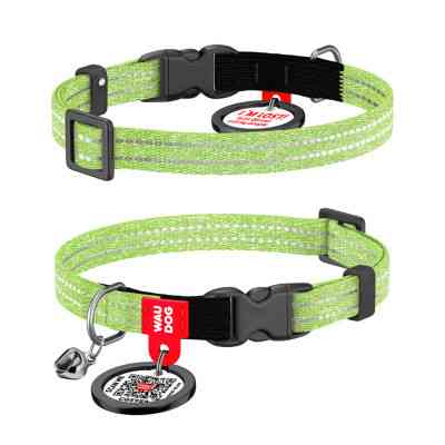 Ошейник для животных WAUDOG Re-cotton с QR паспортом, пластиковый фастекс XS салатовый (16425) Винница