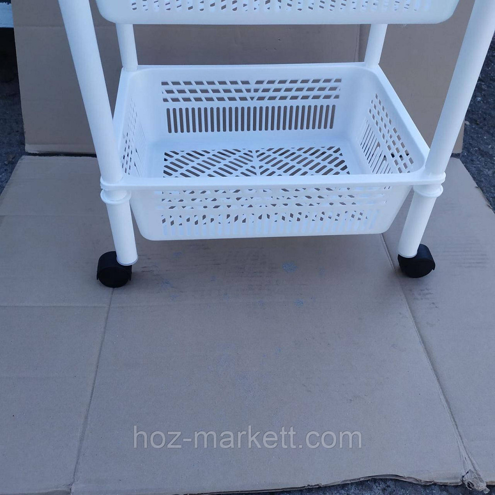 Пілочка на коліщатках пластикова для ванни та кухні 4 яруси. Полиця біла Харків - фото 3