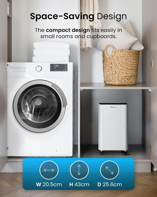 Осушувач повітря Pro Breeze 12 л/добу з баком 2 л, компресорний, сушіння білизни, таймер, датчик вологості, дефект Київ - фото 9