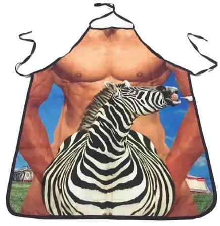 Прикольний фартух для чоловіків зебра 75 на 60 см різнобарвний Київ