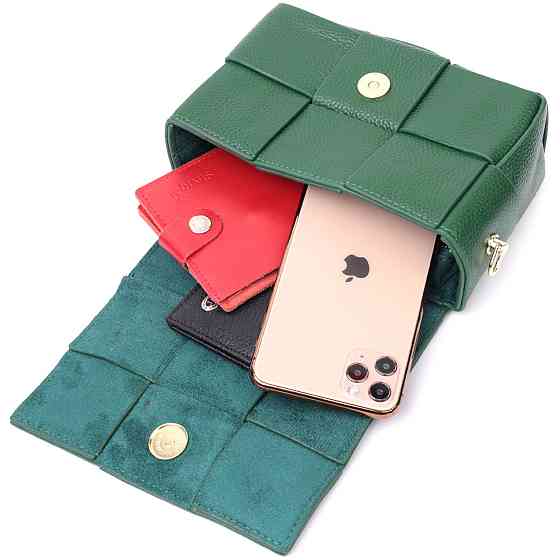 Компактна вечірня сумка для жінок з палітурками з натуральної шкіри Vintage 22312 Зелена Київ