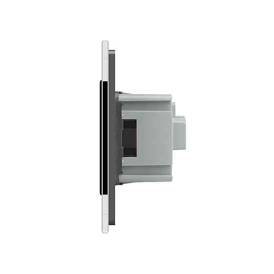 LIVOLO Електрична розетка з заземленням LIVOLO, чорна з сірою рамкою, шторки, скло, 250В 16А (V Коломия