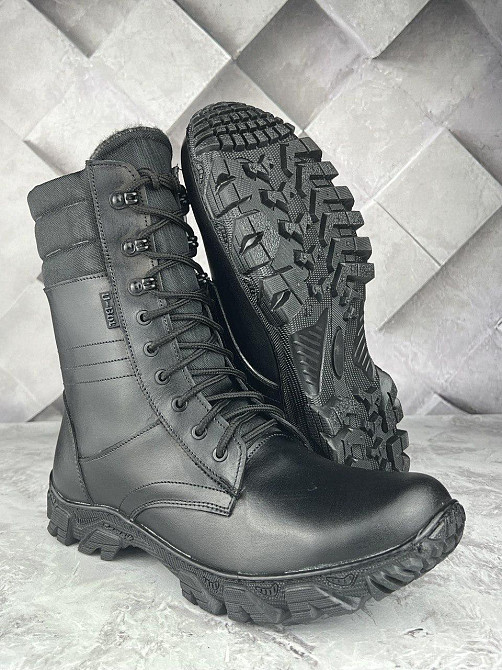 Чоловічі військові берці чорного кольору водонепронекні на хутрі прошиті та проклеєні тактичні високі берці WAR Львів - фото 3