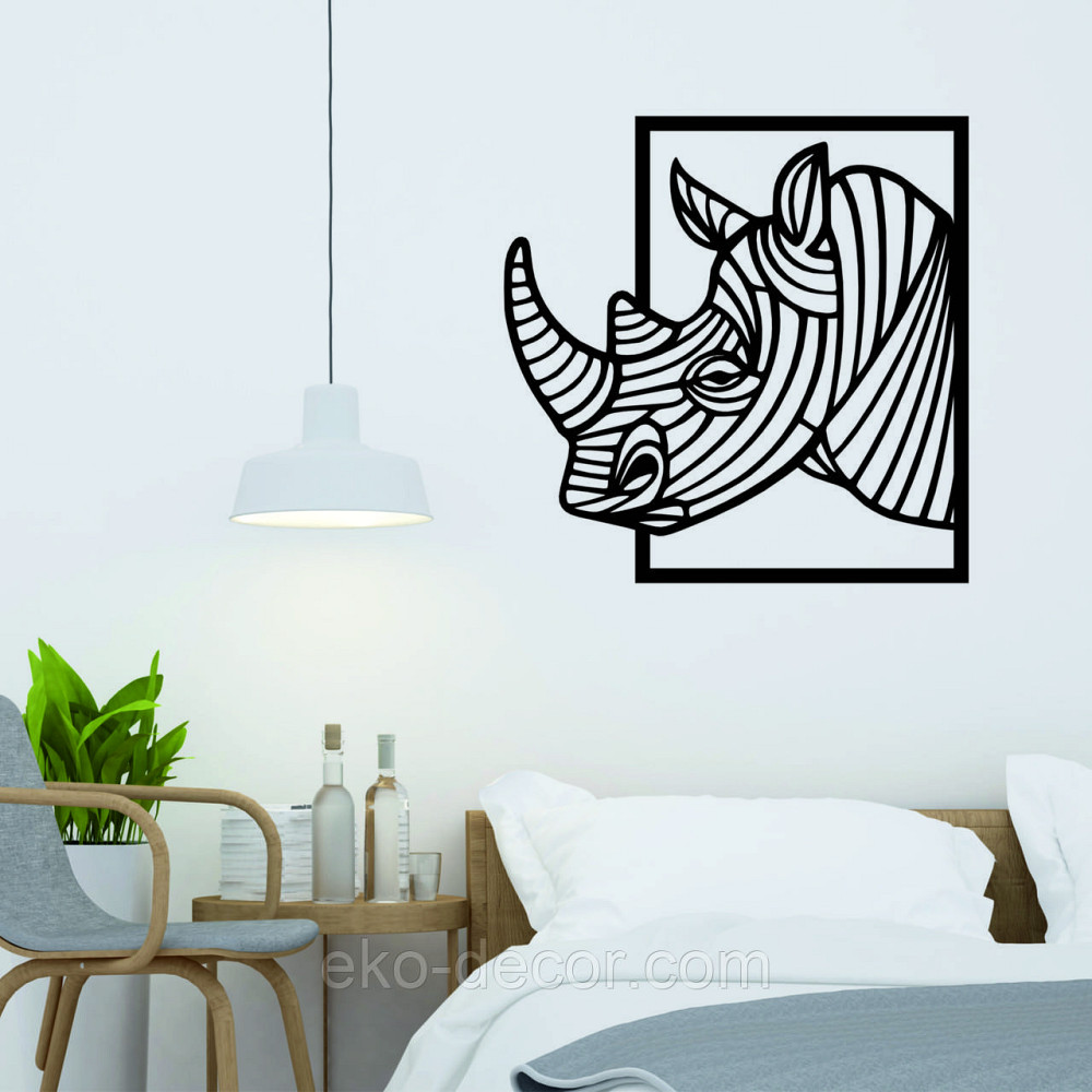 Декоративное настенное Панно «Носорог» Декор на стену 70*69 см, Черный Киев - изображение 5