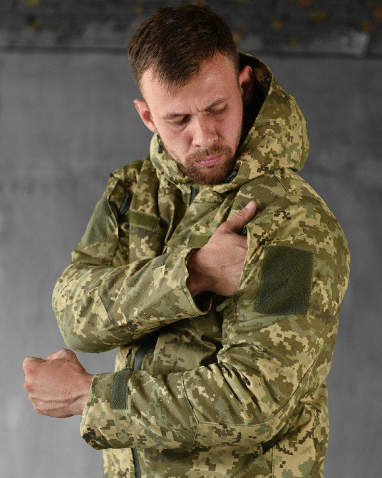 Тактическая куртка мужская пиксель бушлат теплая на подкладке держит тепло тела с капюшоном S Одесса - изображение 17