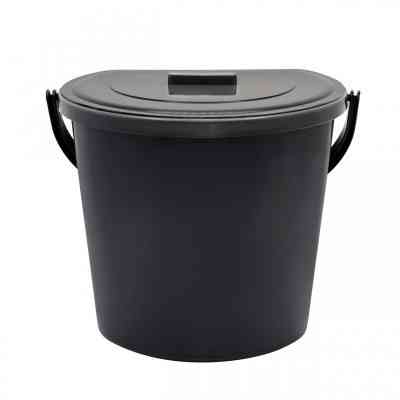 Ведро хозяйственное Горизонт Пристенное с крышкой Металлик 11 л (гор-02033/металік) Винница