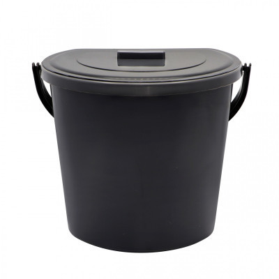 Ведро хозяйственное Горизонт Пристенное с крышкой Металлик 11 л (гор-02033/металік) Винница - изображение 1