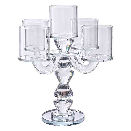 Yiwu Канделябр на 5 свічок 19×19×24 см підсвічник декоративний скляний на ніжці прозорий HP-4-3 Киев