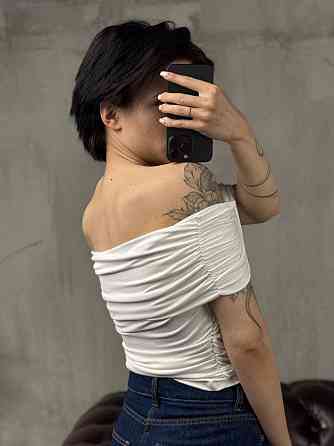 Футболка jasmin  спущенные плечи белая ДЛ7187 Одесса