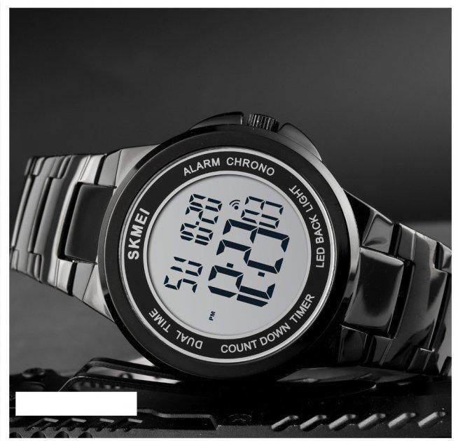 Чоловічий наручний годинник Skmei 1712 Чорний з білим циферблатом Вінниця - фото 4