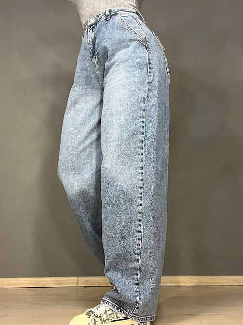 Джинси жіночі SESSANTA 8403 skater jeans широкі банани косі кишені висока посадка стрейчеві світло сині, світло-синій, 29, 29, 81 см, 121 см Київ - фото 15