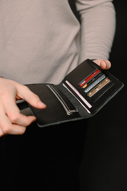 Портмоне чоловіче із натуральної гладкої шкіри SR015 (Чорний) Суми - фото 5
