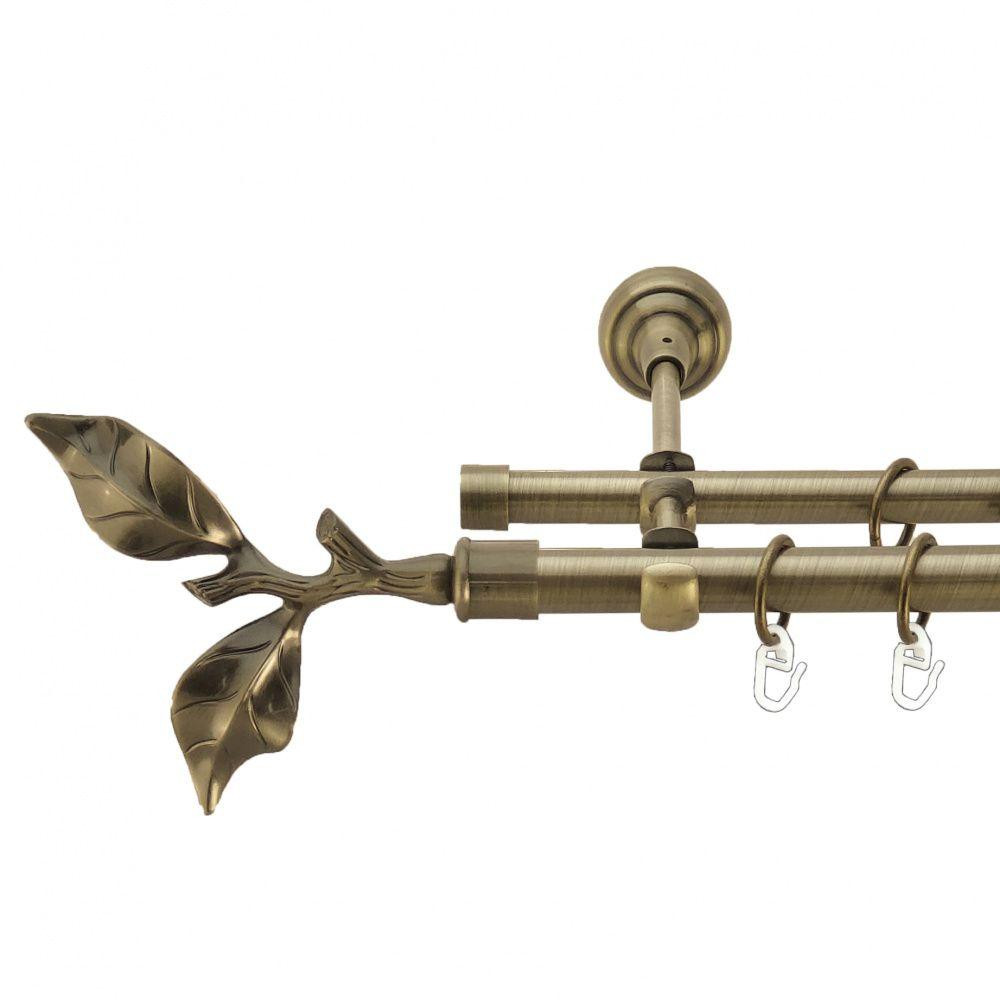 Карниз Orvit Листок Троянди металевий дворядний відкритий гладка труба кільце металеве Антик 19\16 мм 240 см Львов - изображение 1