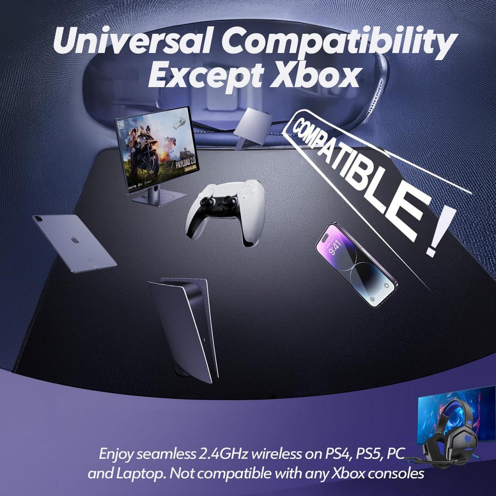 Беспроводная игровая Bluetooth гарнитура NUBWO G06 с микрофоном, полноразмерные наушники для гейминга синие Киев - изображение 8