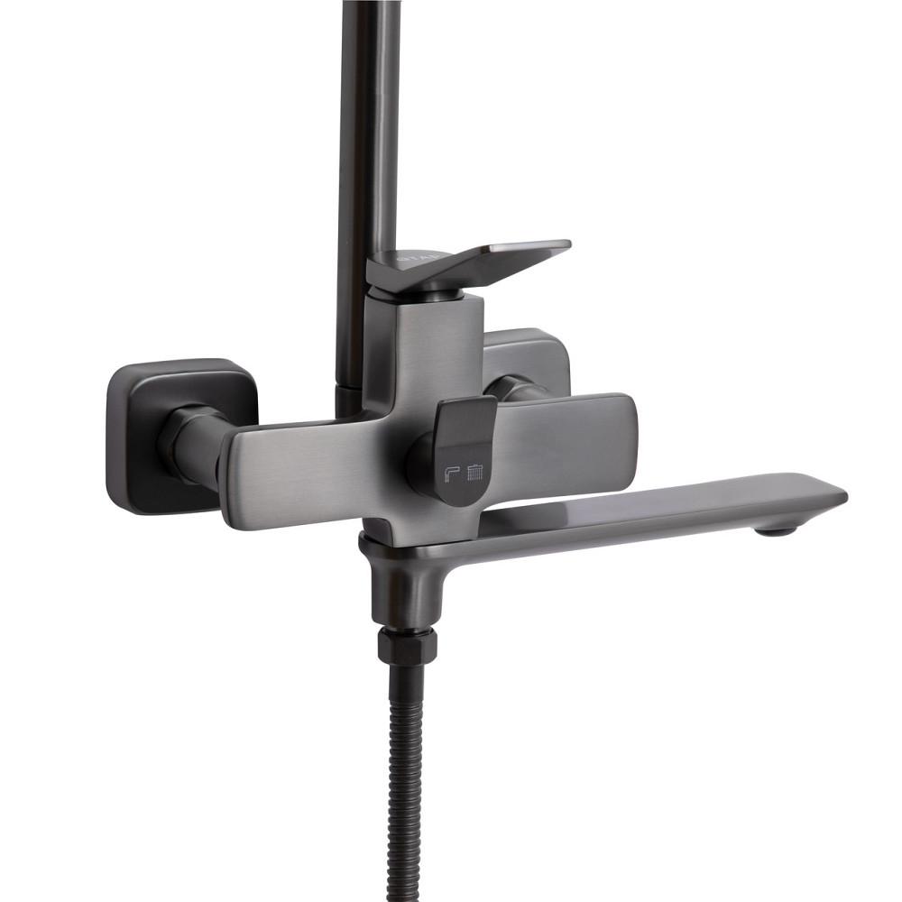 Душевая система универсальная Qtap Presto на три потребителя (с изливом) QTPRE111GRP45585 Graphite Киев - изображение 4