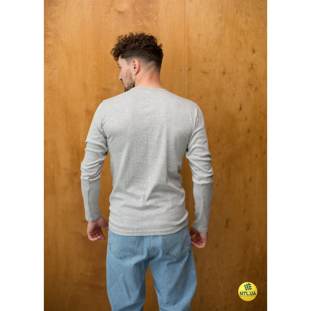Чоловіча футболка з довгим рукавом лонгслів зі 100% бавовни Наталюкс 21-1308 S, Черный, Серый Киев - изображение 6
