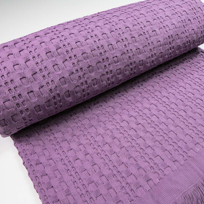 Простирадло-покривало вафельне жакардове преміум якості YouStar 200х240см 320г/м2 (Фіолетовий) Суми - фото 5