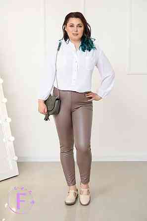 Утеплені жіночі шкіряні штани (хутро) "Dario" оптом | Батал Мокко, 50 Київ