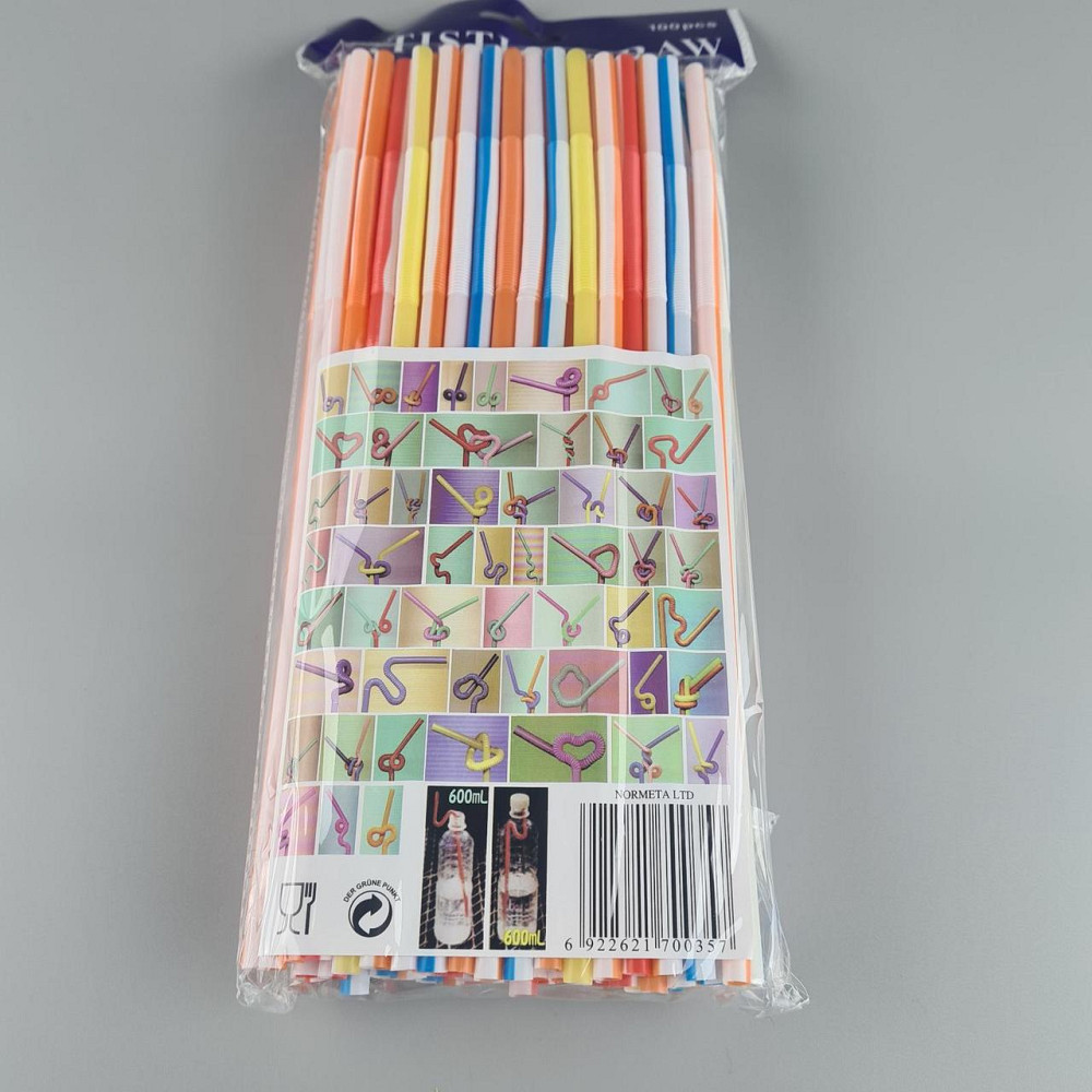 Трубочка-соломка для напитков с гофрой d6,0 -26см Бело-цветная  Артистик (100 шт) Харьков - изображение 2