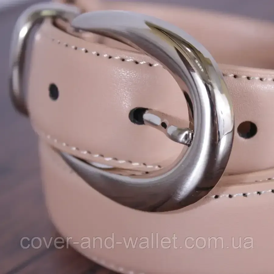 Світло-рожевий жіночий ремінь із натуральної шкіри 25мм Puos Київ - фото 1
