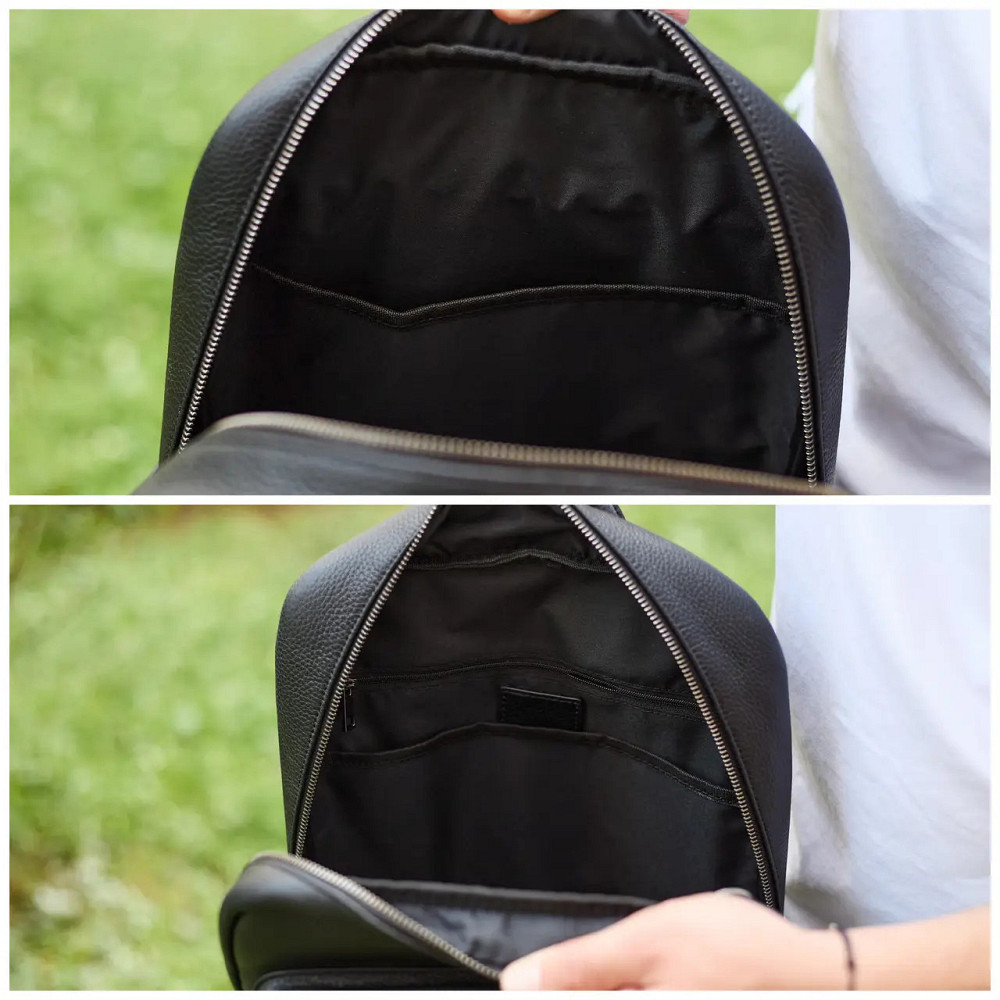 Классический черный мужской рюкзак из натуральной кожи деловой, офисный, для ноутбука Киев - изображение 10