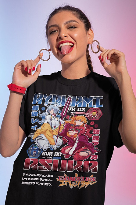 Футболка для мальчика аниме Евангелион оверсайз (рост от 165 до 180 ) Черний AnimeJ0411m Днепр - изображение 3