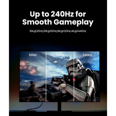 Кабель мультимедійний DisplayPort M to DisplayPort M 1.0m 16K DP118 black Ugreen (15383) Вінниця - фото 5