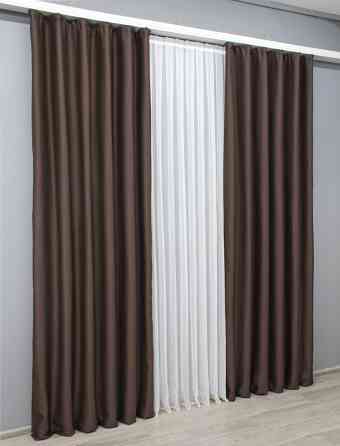 Комплект готових штор VR-Textil Bagema Rvs № 1243ш Коричневий 150х295 см 2 шт (33-0619) Київ