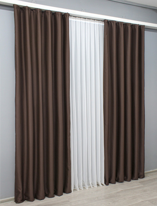 Комплект готовых штор VR-Textil Блекаут Bagema Rvs № 1243ш Коричневый 150х295 см 2 шт (33-0619) Киев - изображение 4