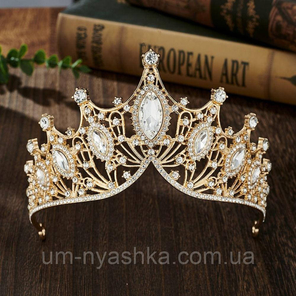 Діадема на обручі Корона золота з білими каменями Кривий Ріг - фото 1