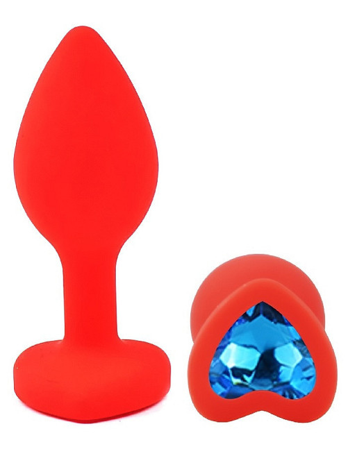 Силіконова анальна пробка EGZO - Silicone Red Heart Plug Blue, size S Sex Aura Київ - фото 2