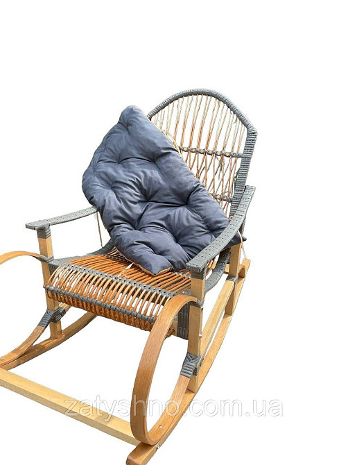 Кресло-качалка серая плетеная с подушкой Киев - изображение 6