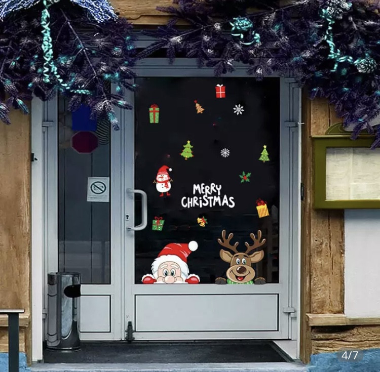 Новорічні наклейки сніжинки білі - розмір стікера 20*30см, силікон Київ - фото 4