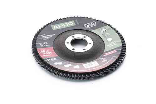 Круг пелюстково-торцевий цирконієвий Р80 конус 125 мм (Т29) (КЛТ) APRO Рівне