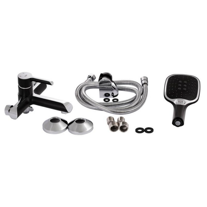 Змішувач для ванни з душовим гарнітуром Qtap Grand QTGRABCR006 Chrome/Black Харків - фото 7