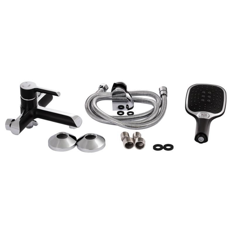 Смеситель для ванны c душевым гарнитуром Qtap Grand  QTGRABCR006 Chrome/Black Харьков - изображение 7