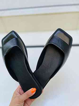 VIFEST Модні шльопанці жіночі з натуральної шкіри чорні на низькому ходу літні VIFEST 2016 TS-0 Коломия