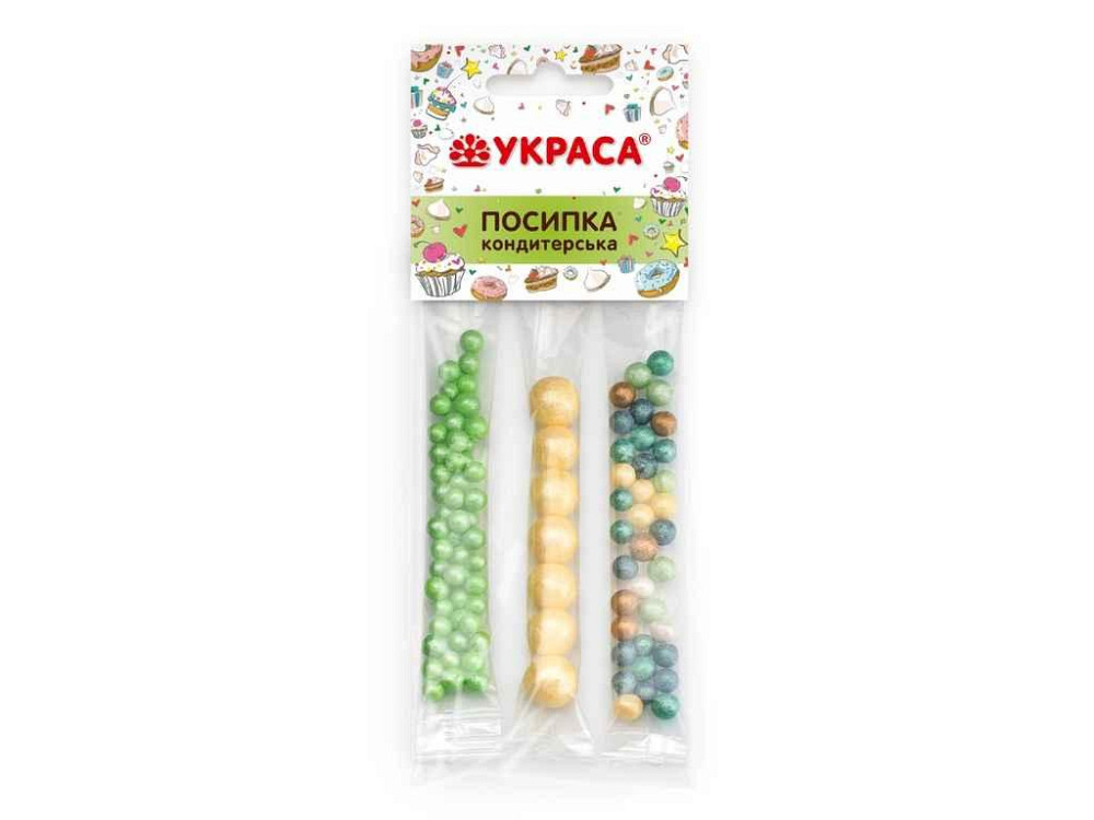 Посипка пасхальна Кульки перламутрові №3 3 стіка 17гр ТМ УКРАСА Київ - фото 1