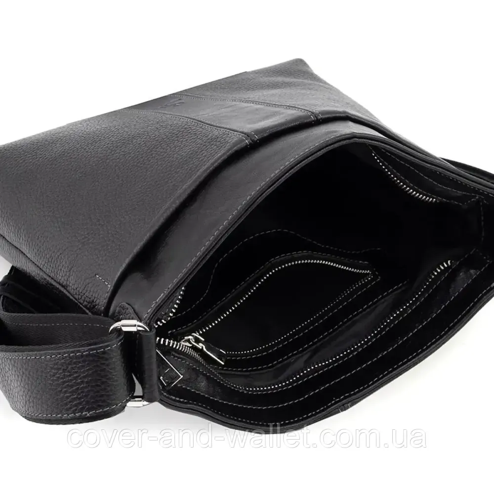 Стильная мужская сумка планшет из натуральной кожи черного цвета Grande Pelle 749710 Киев - изображение 17