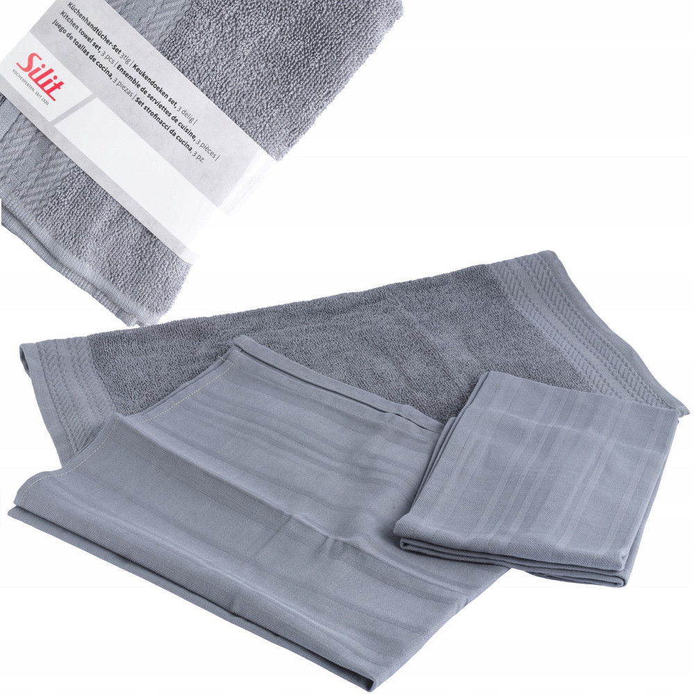 Набір рушників кухонних 2 шт + 1 ганчірка з мікрофібри 100% бавовна Silit (TXO886) Нововолинськ - фото 1