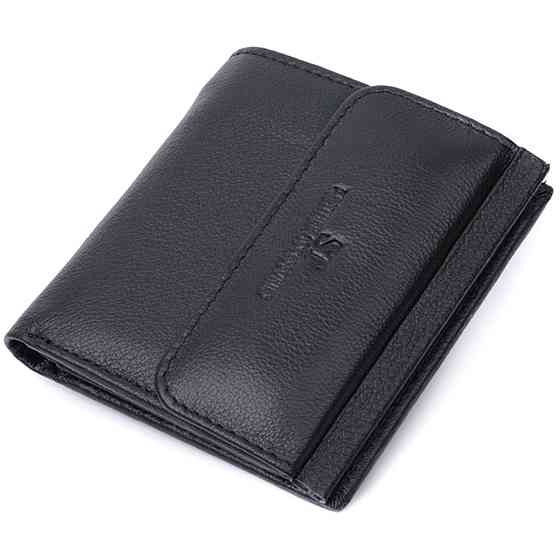 Жіночий гаманець середнього розміру із монетницею зовні із натуральної шкіри ST Leather 22719 Чорний Київ