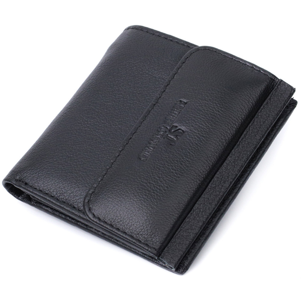 Жіночий гаманець середнього розміру із монетницею зовні із натуральної шкіри ST Leather 22719 Чорний Київ - фото 1