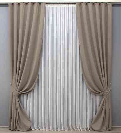 Комплект готових штор VR-Textil Мікровелюр Petek № 1487ш Какао 150х250 см 2 шт (39-941) Київ