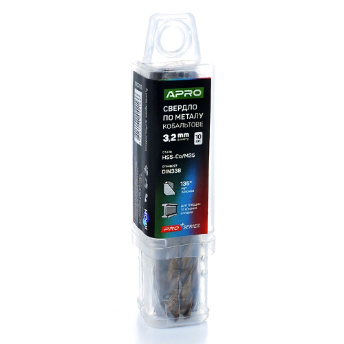 Свердло по металу d3,2мм HSS-Co/M35 кобальтове APRO Житомир - фото 4