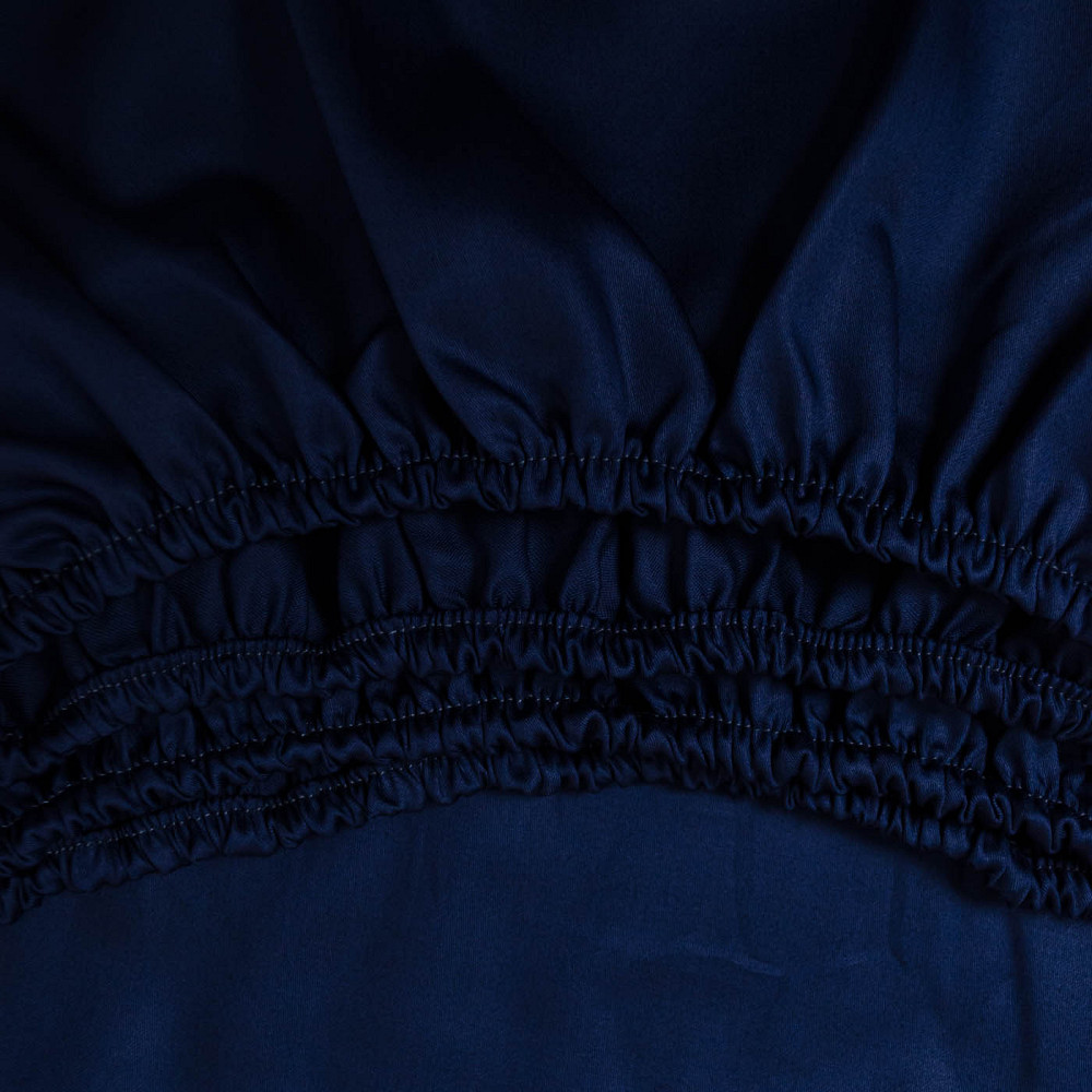 Простирадло на резинці півтораспальне сатин 100% бавовна 140х200х30см 125г/м2 (Темно-синій) Суми - фото 6