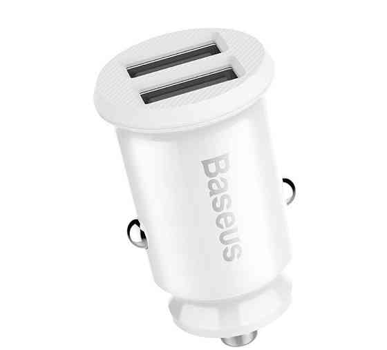 Автомобільний зарядний пристрій BASEUS С8-K Grain Mini Smart Car Charger 3.1 A (Білий, два USB-порта) Миколаїв
