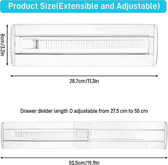 Разделитель ящика HBT-HK095-06 прозрачный регулируемый 28–50 см 6 шт самоклеящийся набор для органайзера Киев