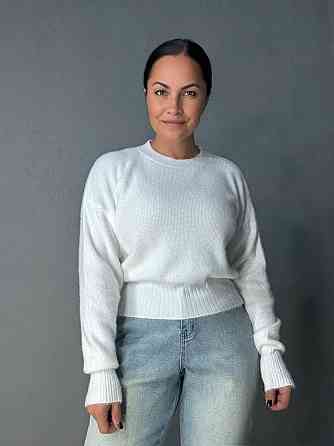 Светр жіночий Fancy Matinee 7571 вафельний з ангори оверсайз, білий, one size Київ