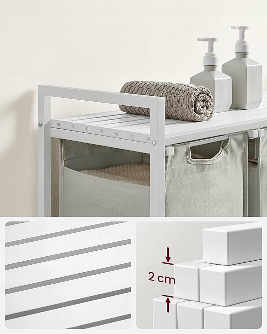 Кошик для білизни Leobert Chariot з трьома відділеннями 3 x 38л білий Киев - изображение 8