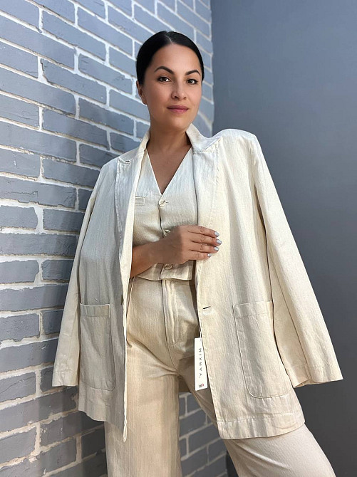 Жилет жіночий Mix Ray 40470 з гудзиками льон молочний, молочний, M Київ - фото 7